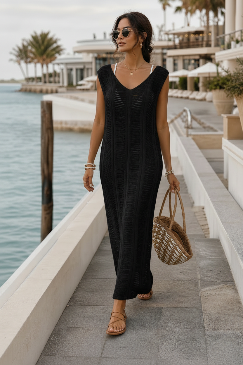 Crochet Maxi Beach Cover Up Dress